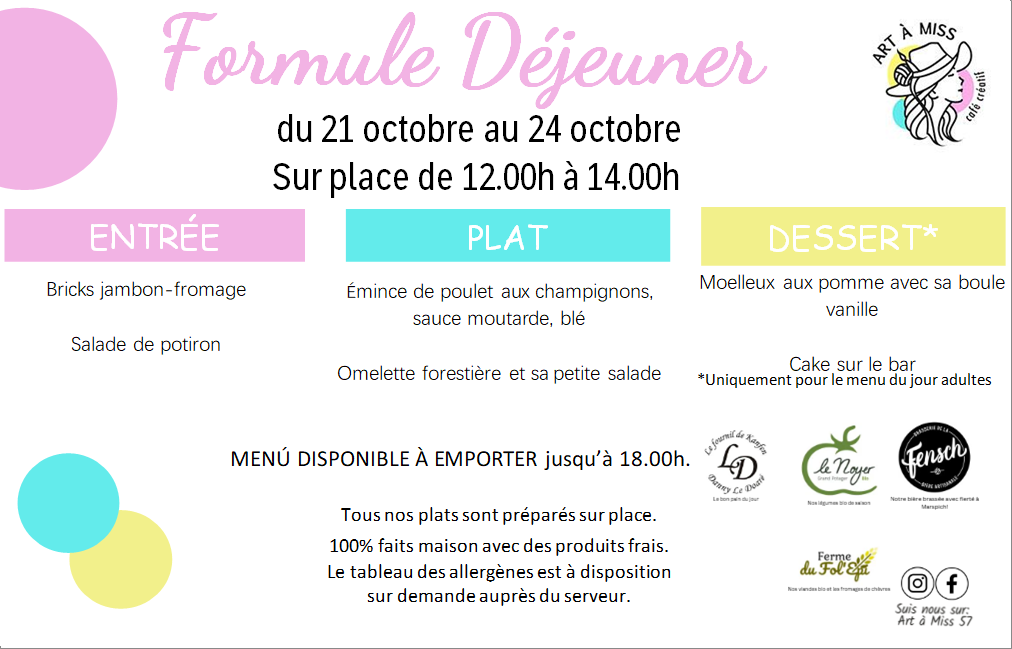 menu du jour formule dejeuner Hettange Grande